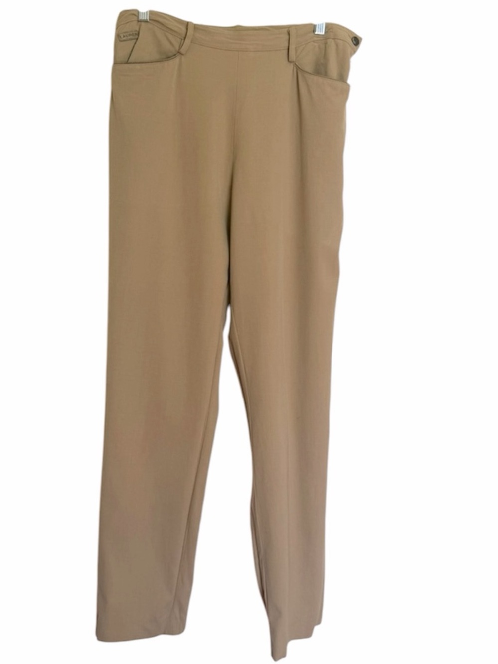 Lauren Ralph Lauren Straight-Leg Side Zipper Pants in Tan Color Wool Blend